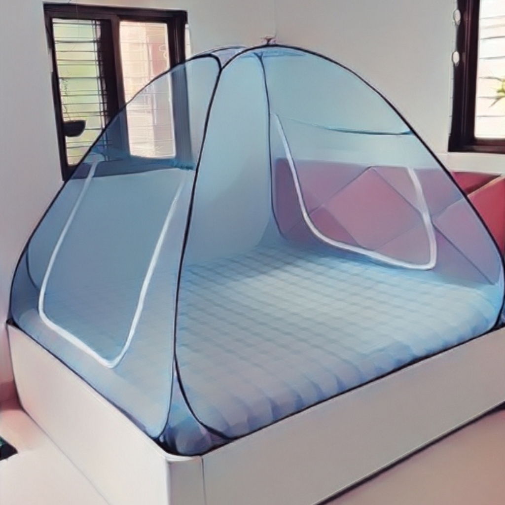 SUPER Deluxe Double Bed Foldable Mosquito Nets, Expandable Free Size, 360 ° All-Season Protection, 6x6 FT