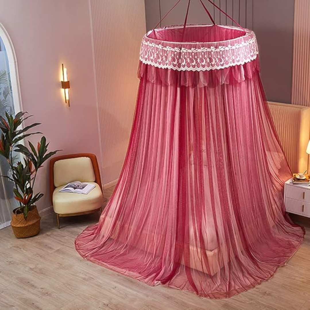 Mosquito net (Machardani) Single bed to Double bed (free Size) Ceiling Hung Round Dome