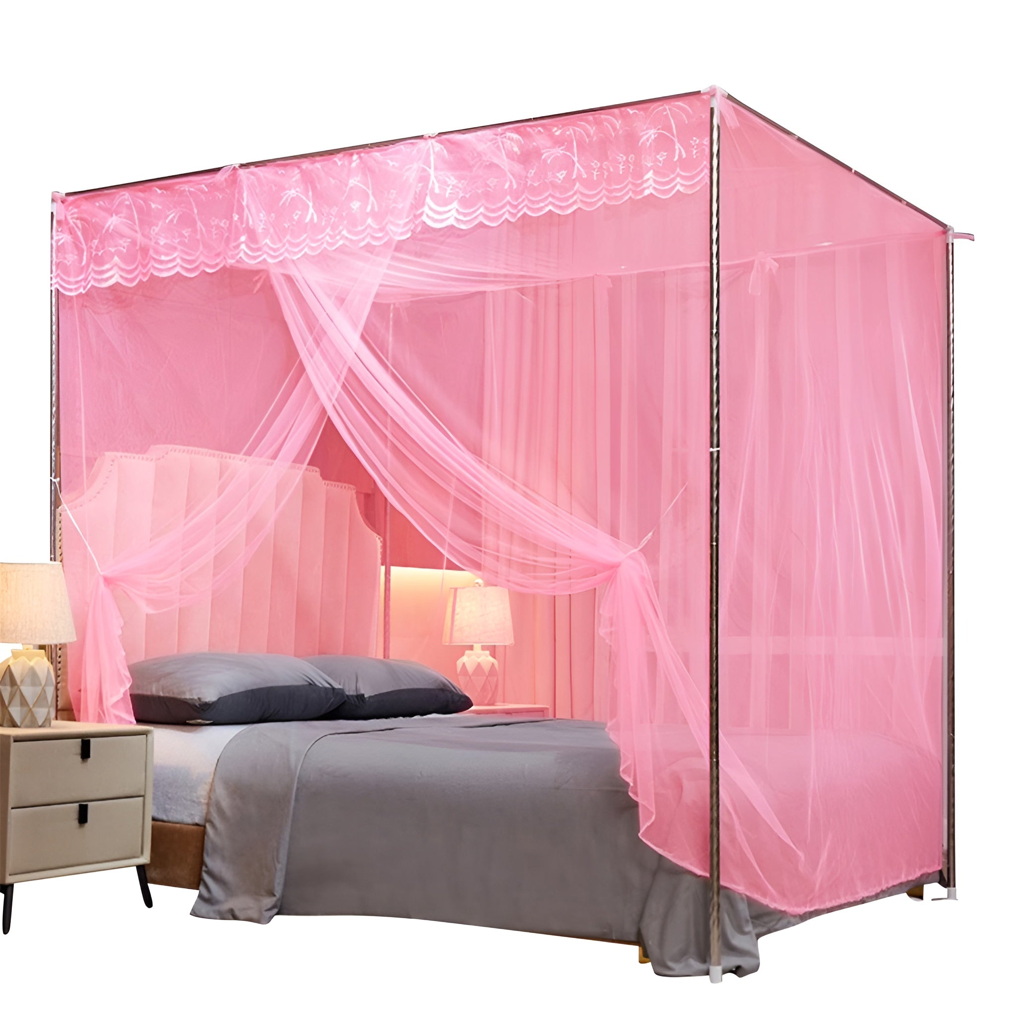 Romantic Lace Mosquito Flying Insects Net For Double Bed (Without Stand) Polyester Washable Adults Mosquito Net