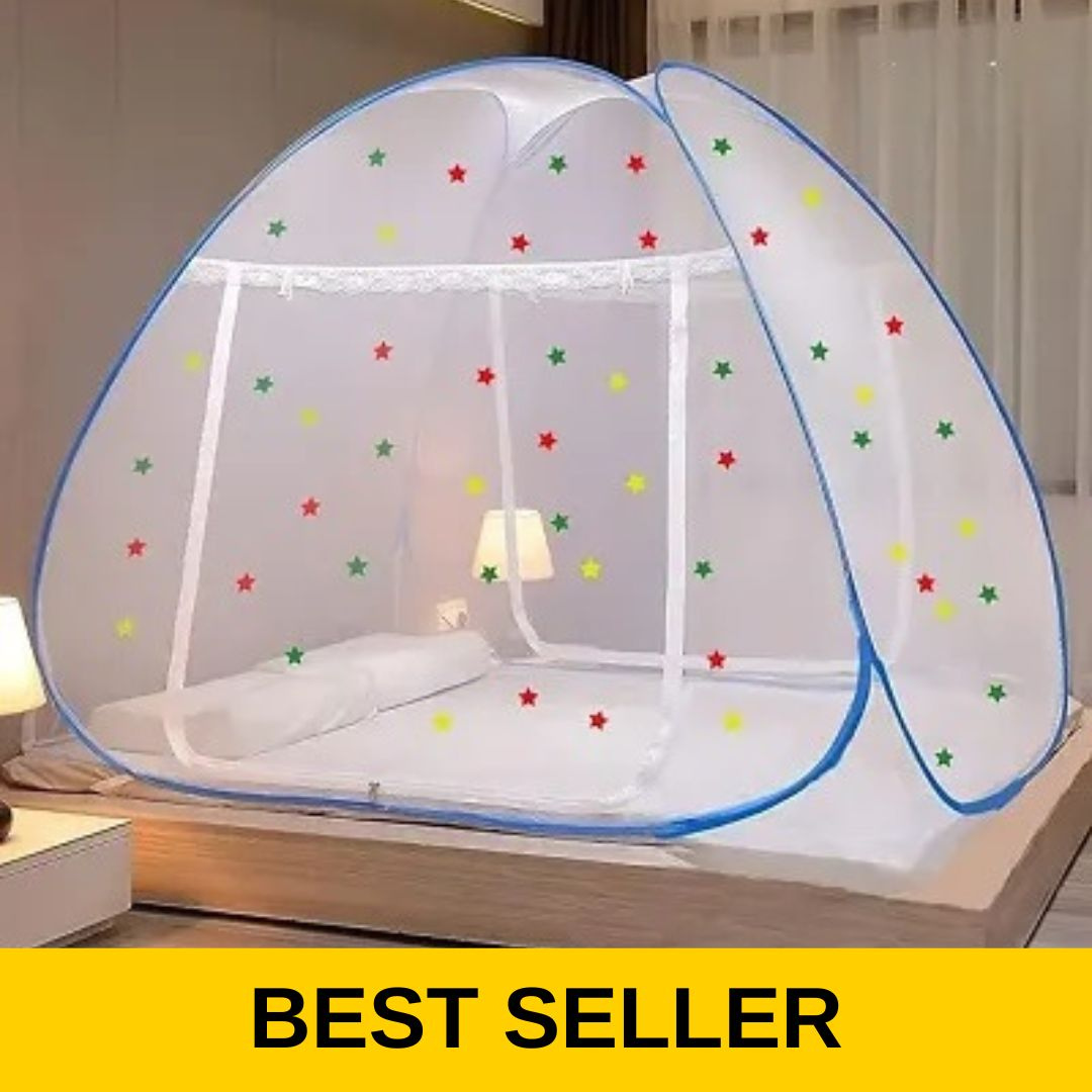 Polyester Adults Washable Mosquito net(Machhardani) Double bed free Size) 6×6 foldable