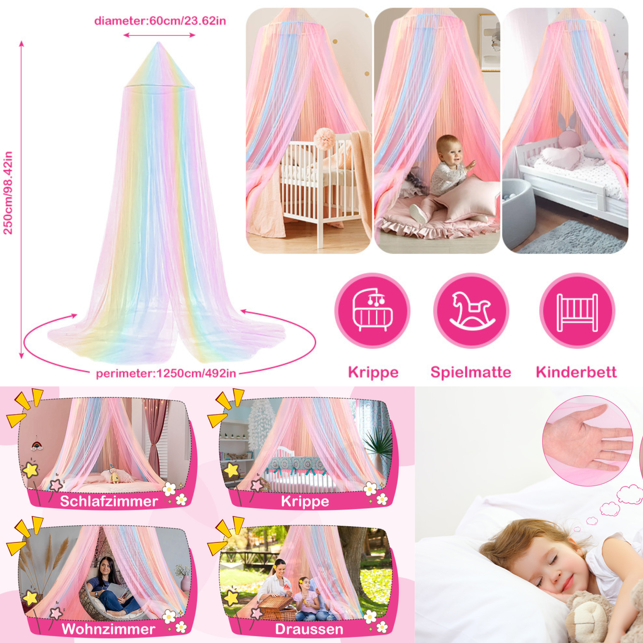 Polyester Kids Washable New Dome Kids Baby Mosquito Net Colorful Life Children Cover Bed Jhula Room