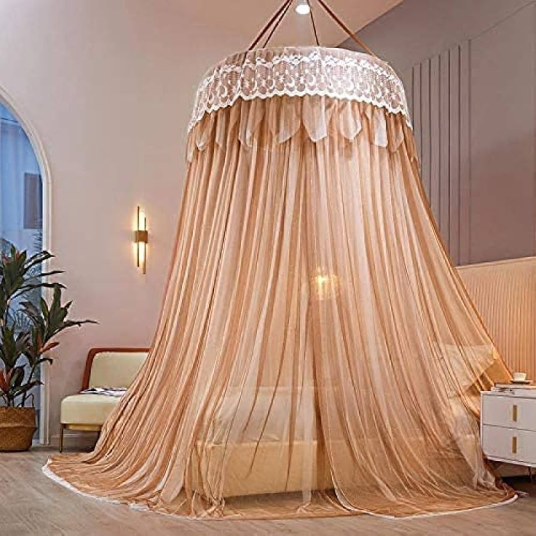Mosquito net (Machardani) Single bed to Double bed (free Size) Ceiling Hung Round Dome