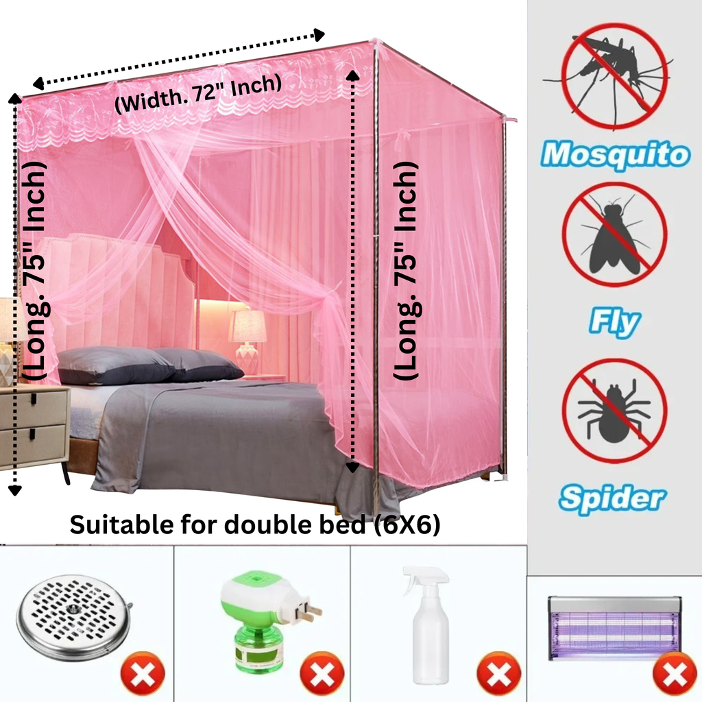 Romantic Lace Mosquito Flying Insects Net For Double Bed (Without Stand) Polyester Washable Adults Mosquito Net