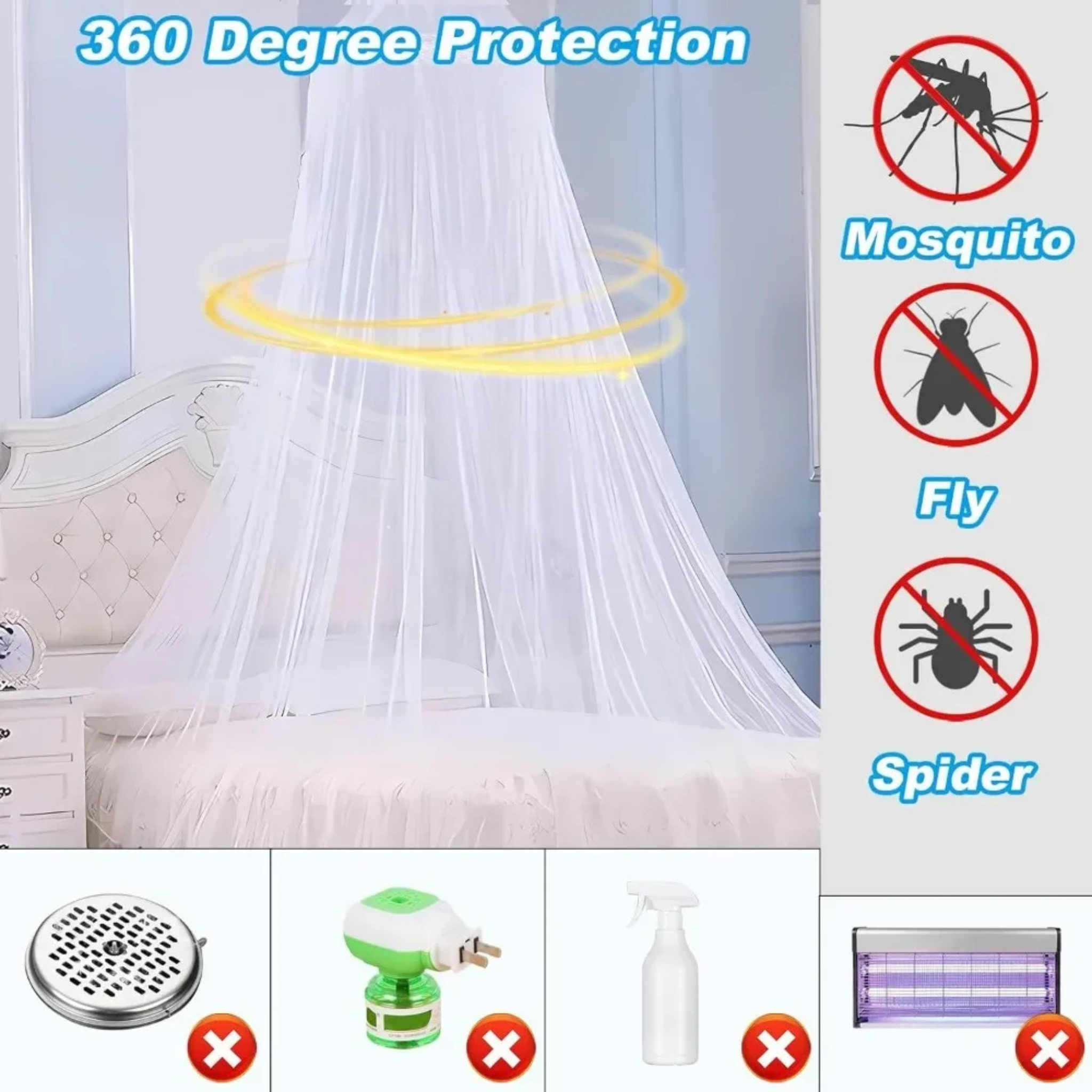 Meditation Mosquito Net RSSB Dome Fly Insect Repellent Protection Single Gate