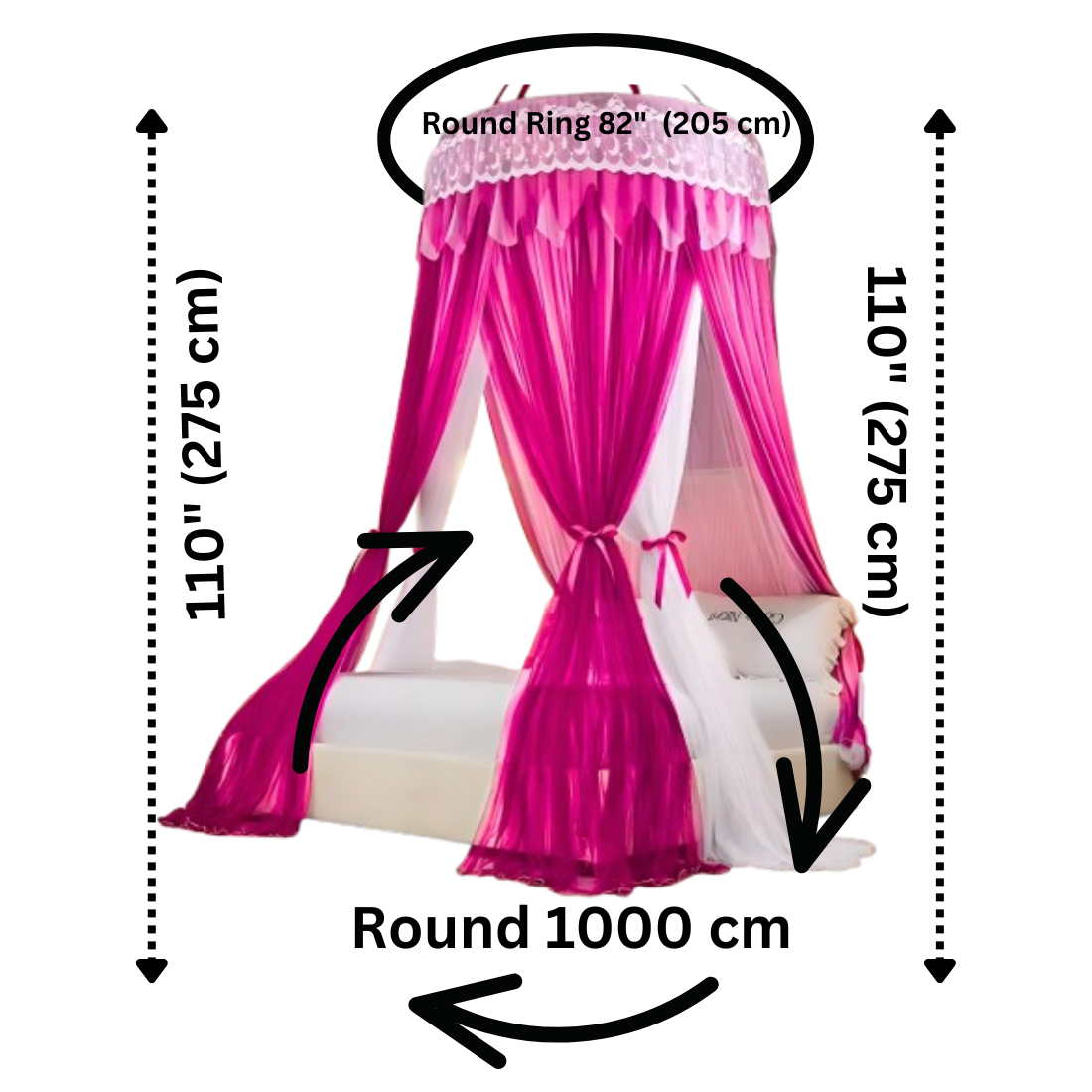Mosquito net (Machardani) Single bed to Double bed (free Size) Ceiling Hung Round Dome
