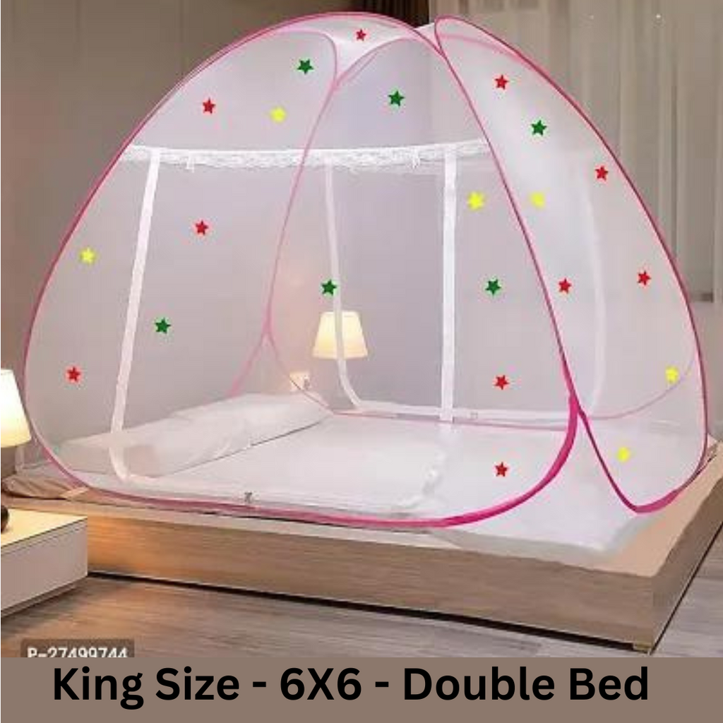 Polyester Adults Washable Mosquito net(Machhardani) Double bed free Size) 6×6 foldable Mosquito Net (Multicfolor, Tent)