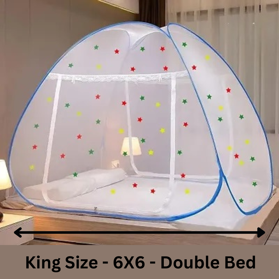 Polyester Adults Washable Mosquito net(Machhardani) Double bed free Size) 6×6 foldable