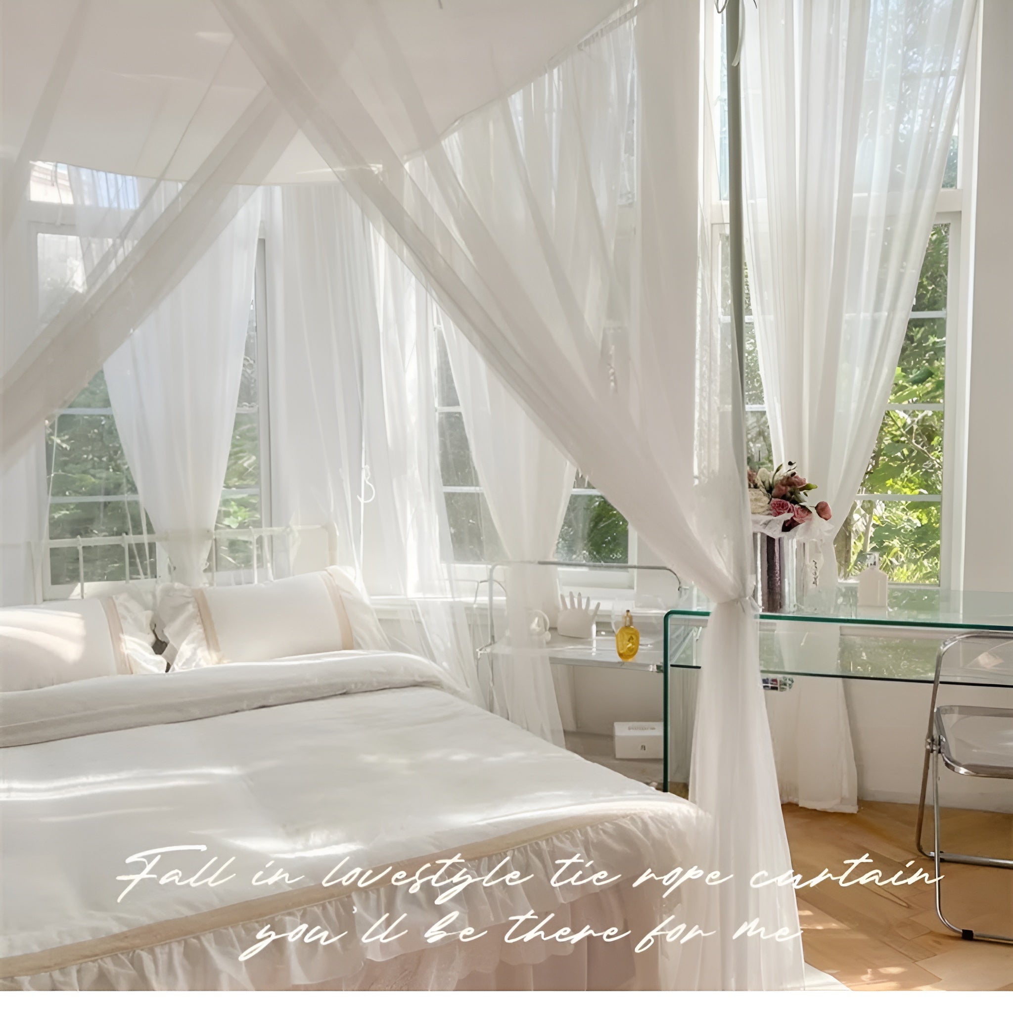 Relax Romantic Mosquito Net 4 Corner for Girls Women Bed for Wedding Decoration