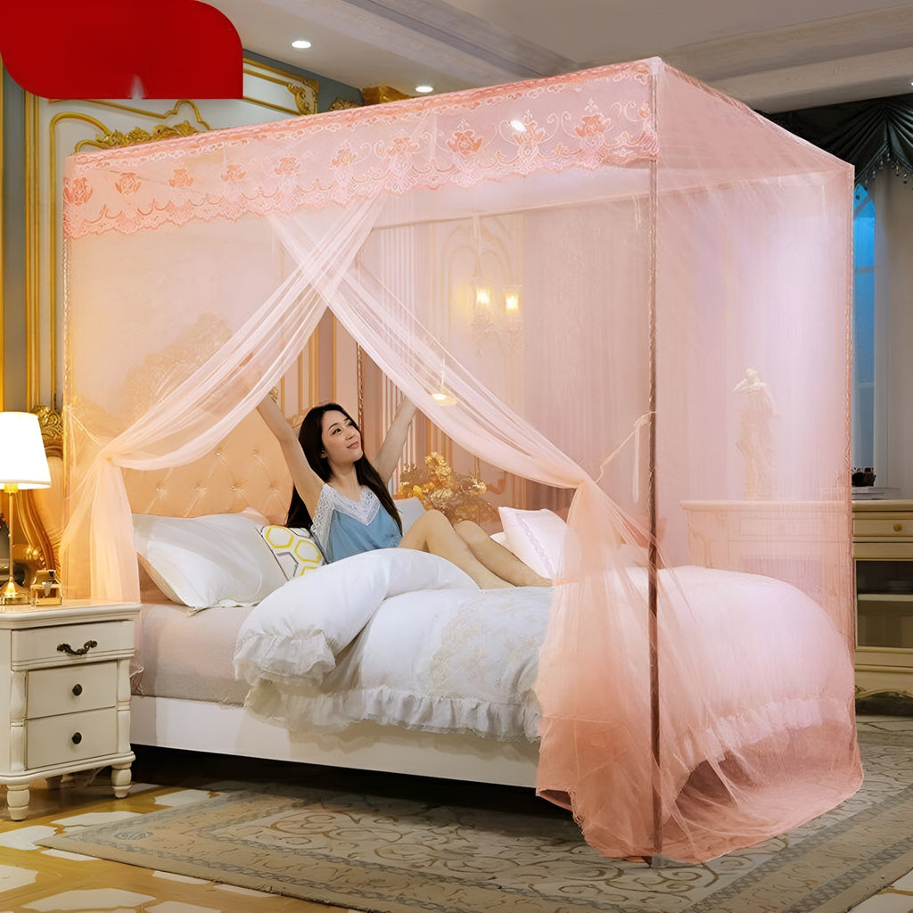 Romantic Lace Mosquito Flying Insects Net For Double Bed (Without Stand) Polyester Washable Adults Mosquito Net