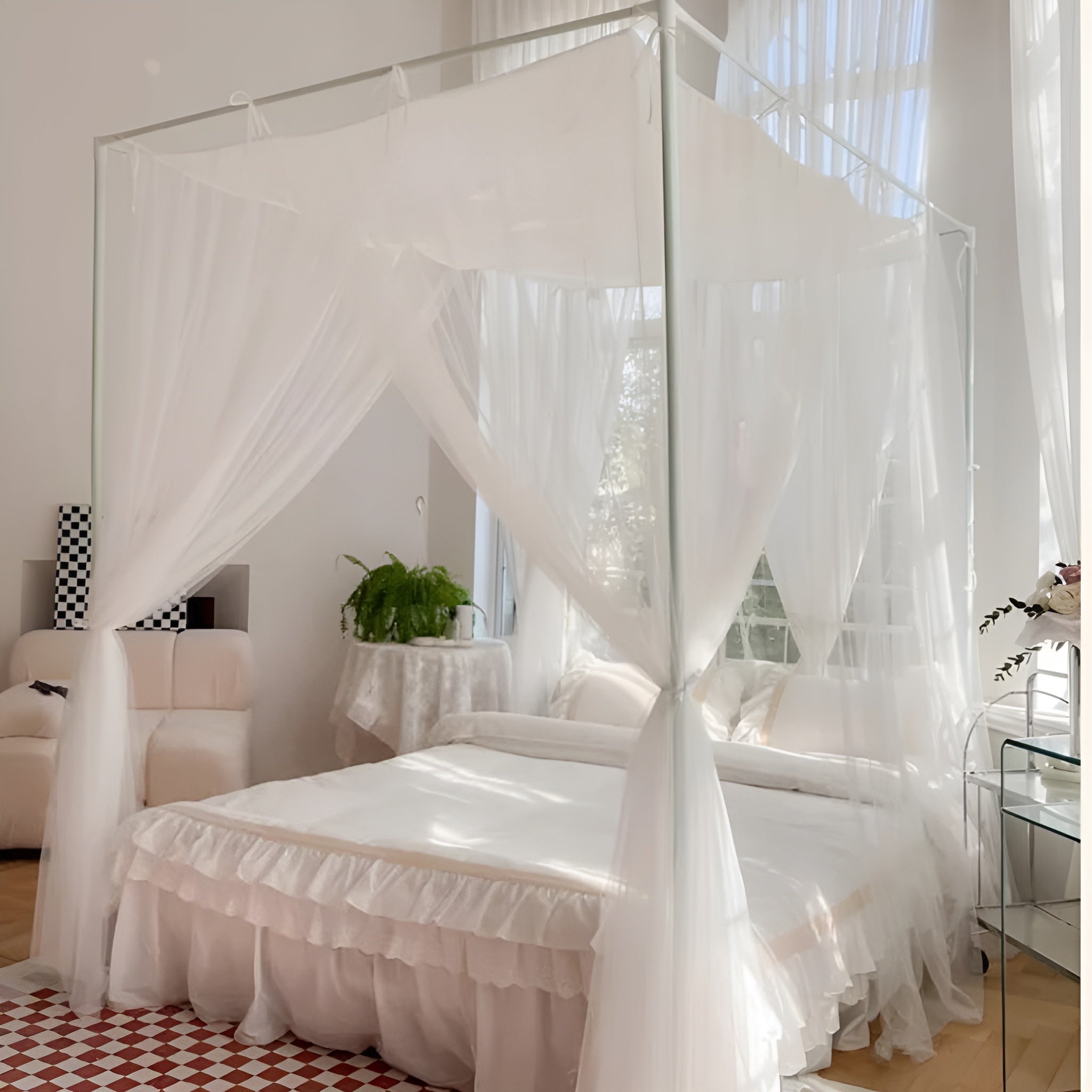 Relax Romantic Mosquito Net 4 Corner for Girls Women Bed for Wedding Decoration