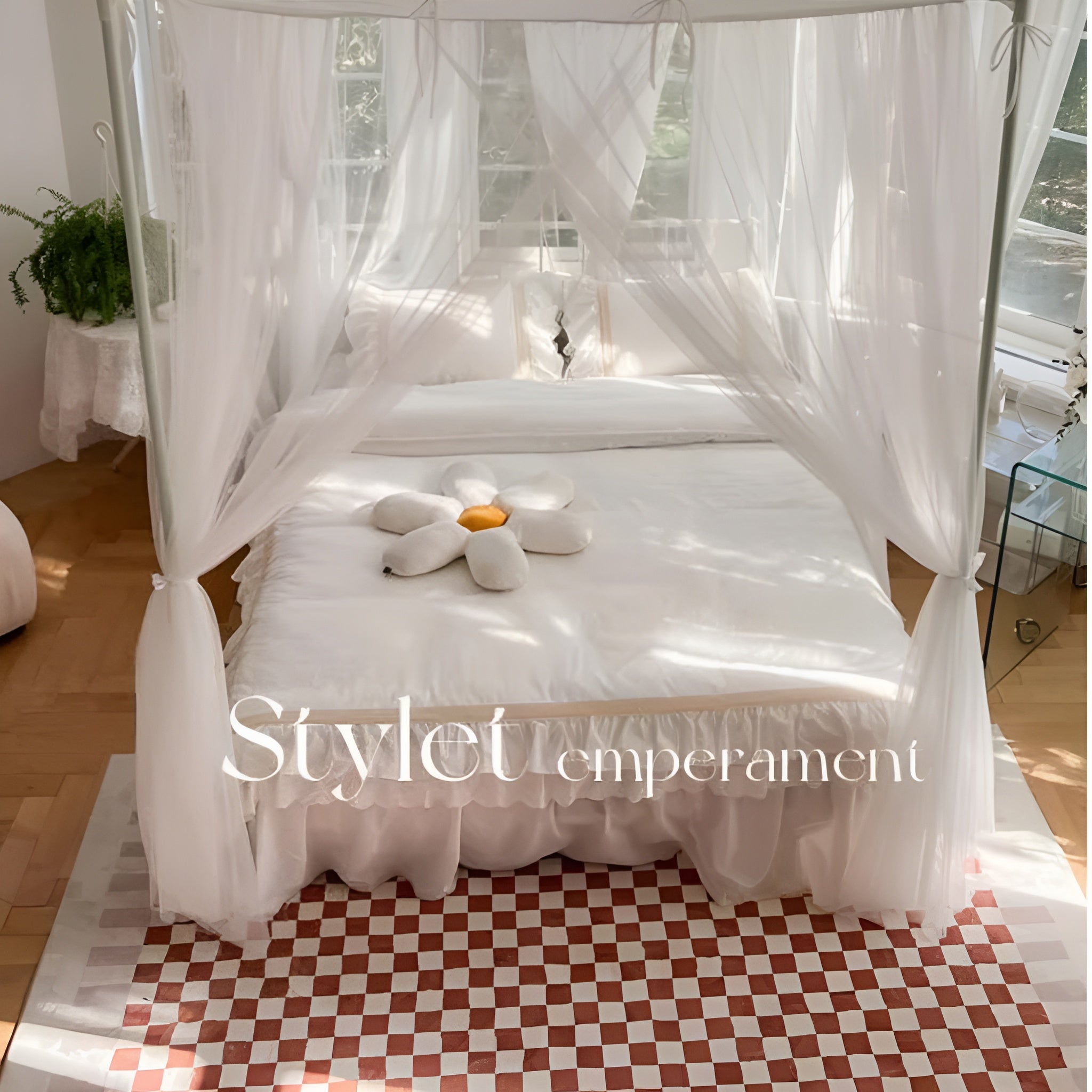 Relax Romantic Mosquito Net 4 Corner for Girls Women Bed for Wedding Decoration