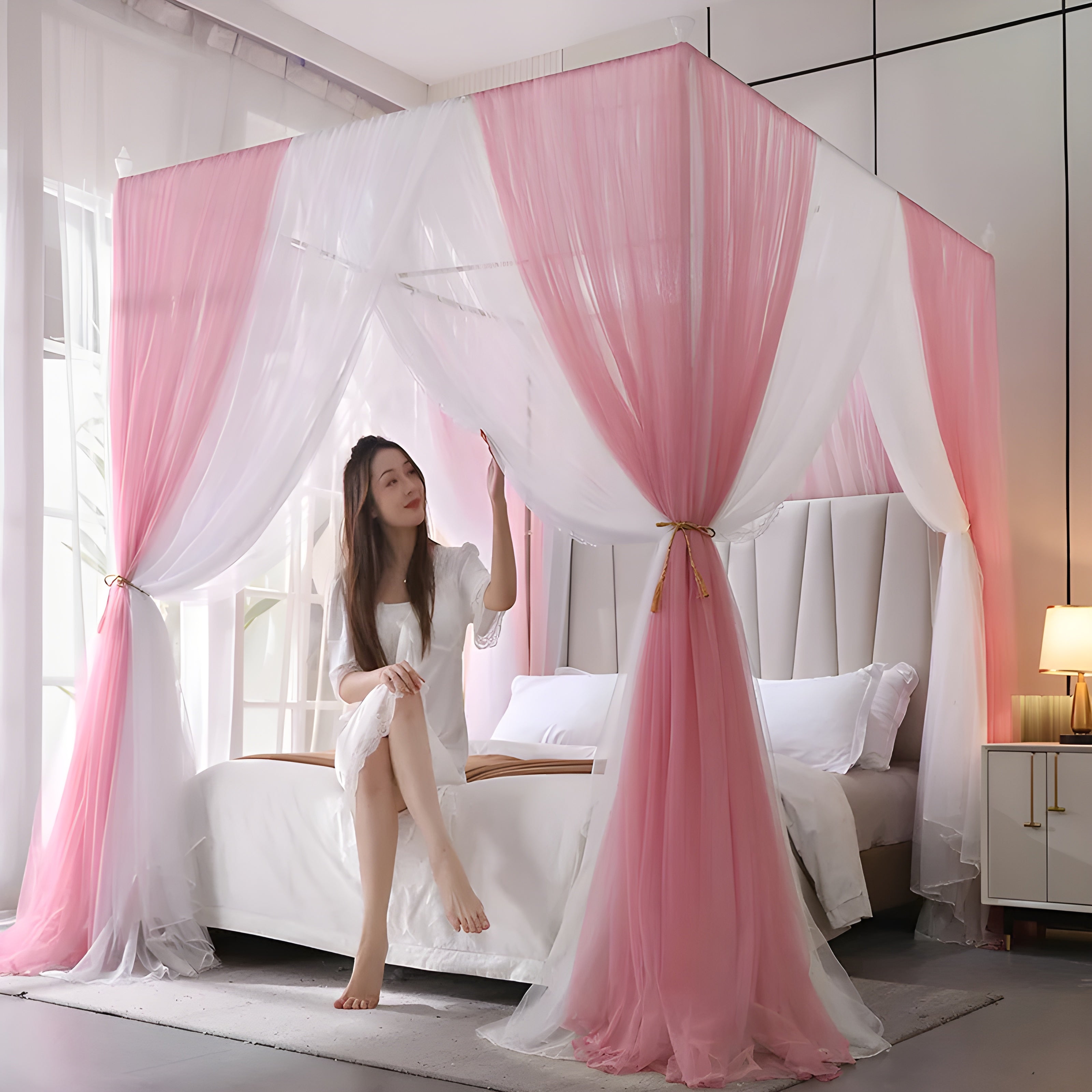 Palace Mosquito Net Indoor Outdoor 4 Gate Tents Decoration Soft fabric Cotton Washable