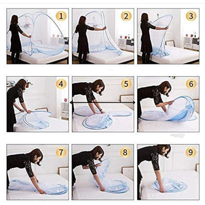 Foldable Mosquito Net  (White, Pink) - Image 4