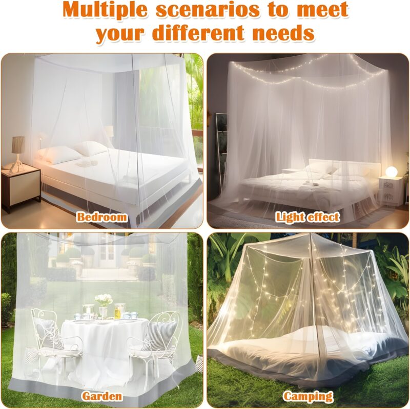 Polyester Adults Washable Mosquito net(Machhardani) Double bed free Size) 6x6 foldable Mosquito Net  (White, Tent) - Image 4