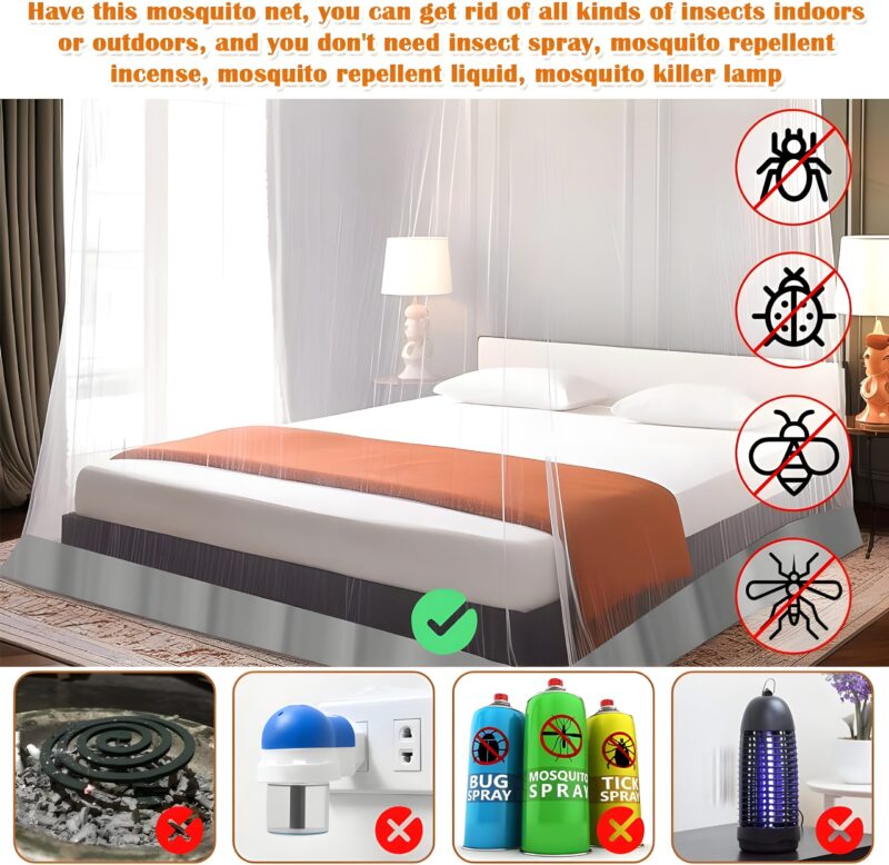 Polyester Adults Washable Mosquito net(Machhardani) Double bed free Size) 6x6 foldable Mosquito Net  (White, Tent) - Image 5