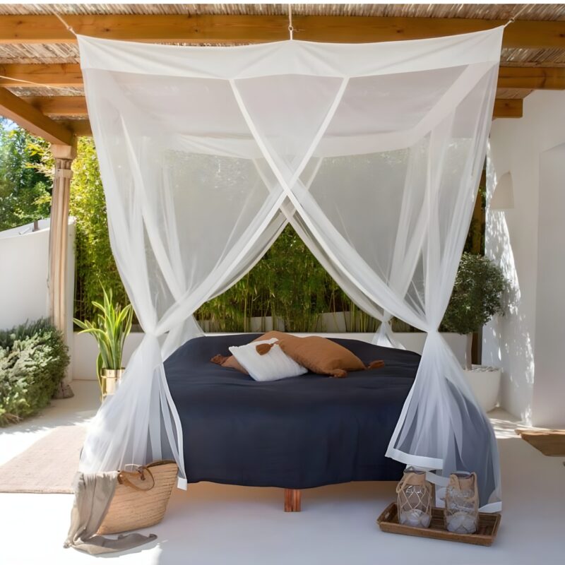 Polyester Adults Washable Polyester mosquito net for XL beds with 4 door openings Mosquito Net  (White, Bed Box)